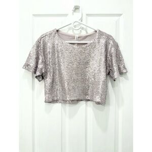 By Anthropologie Sequin Cropped Tee